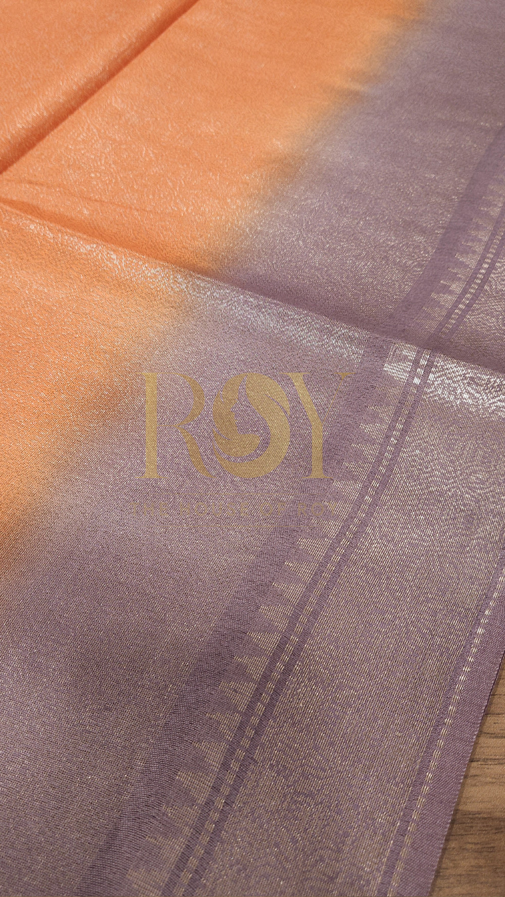 Fanta Orange & Deep Lavender Silver Zari Saree