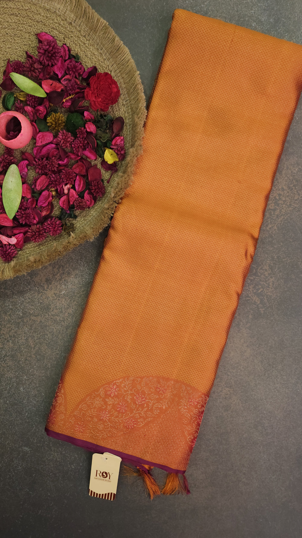 Pure Kancheepuram Soft Silk Saree in Fanta Orange