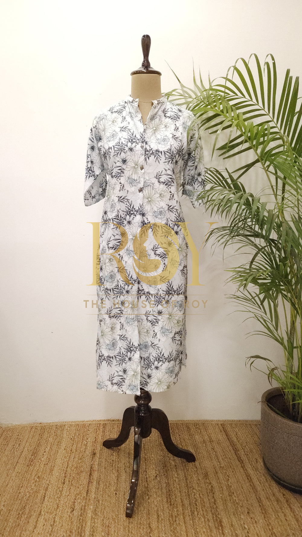 Blue & Green Floral Printed Kurti