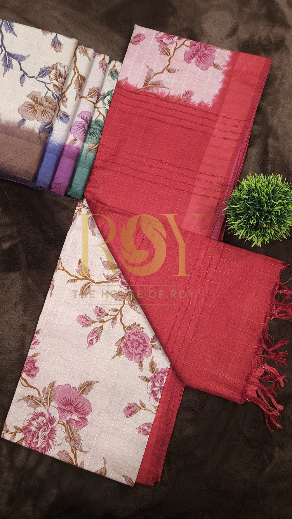 Bright Pink Floral Print Saree