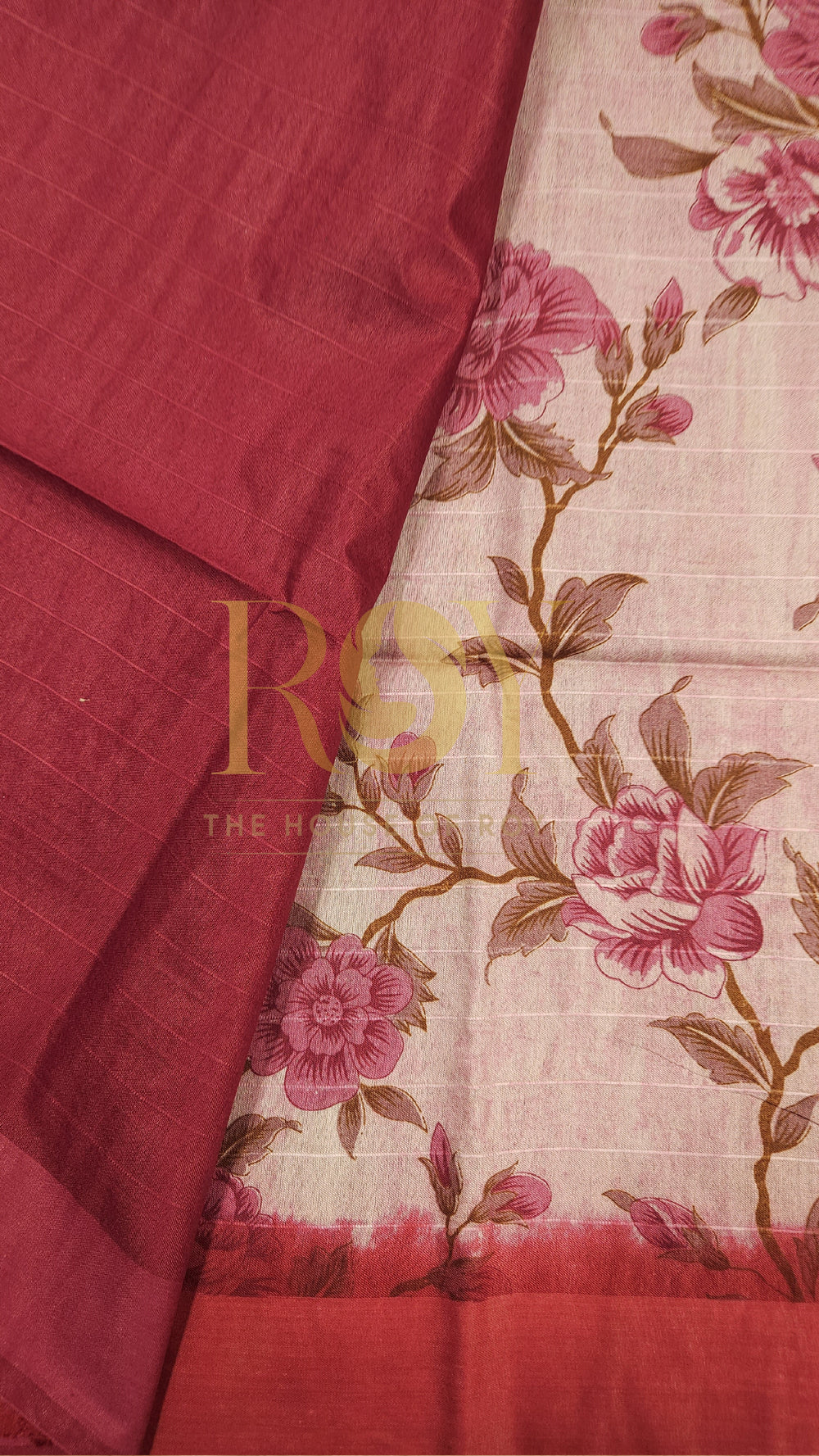 Bright Pink Floral Print Saree