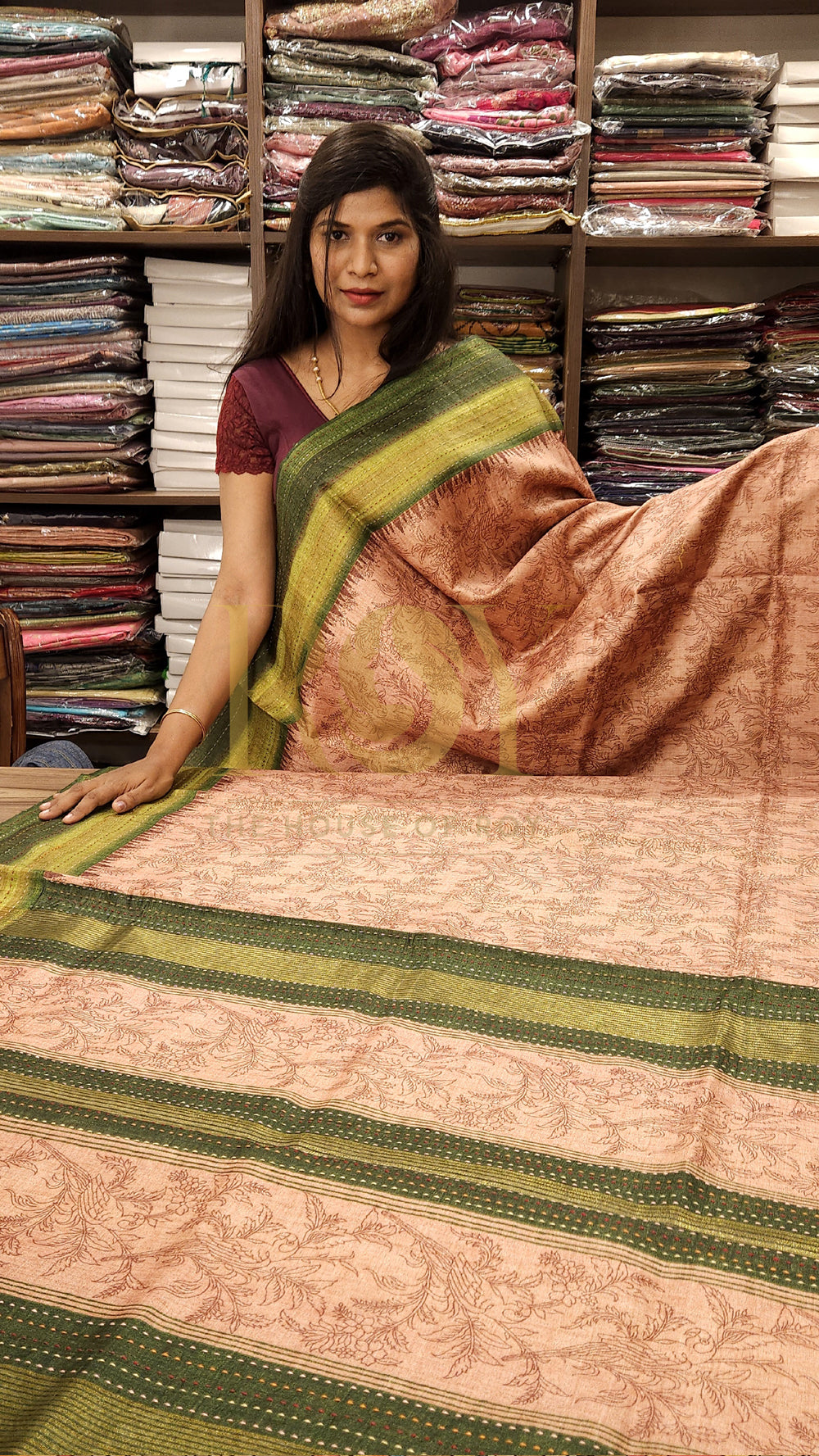 Garden Parrot Mix Raw Silk Saree