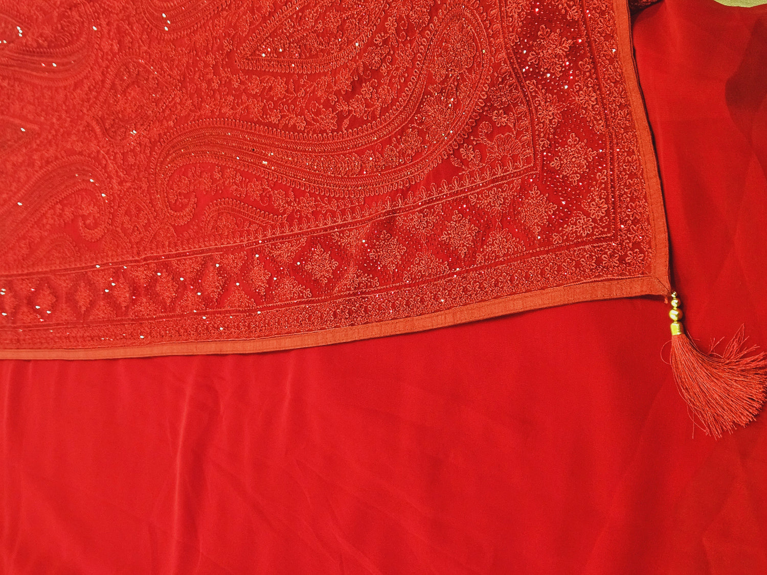 Our stunning red georgette saree