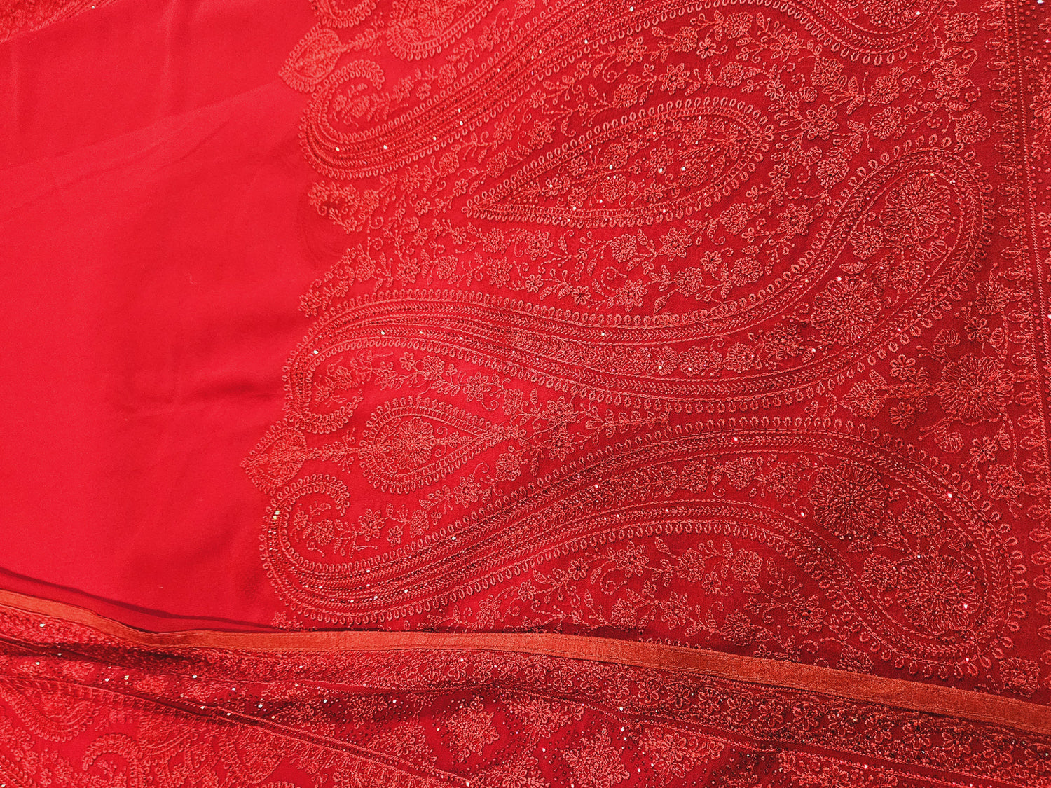 Our stunning red georgette saree