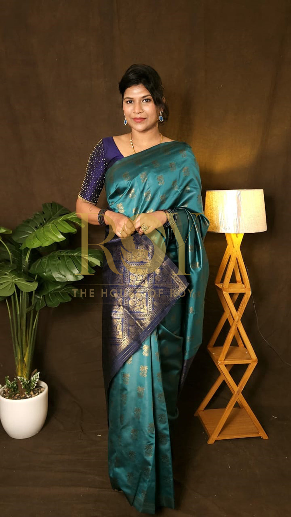 Turquoise blue mix Silk Saree