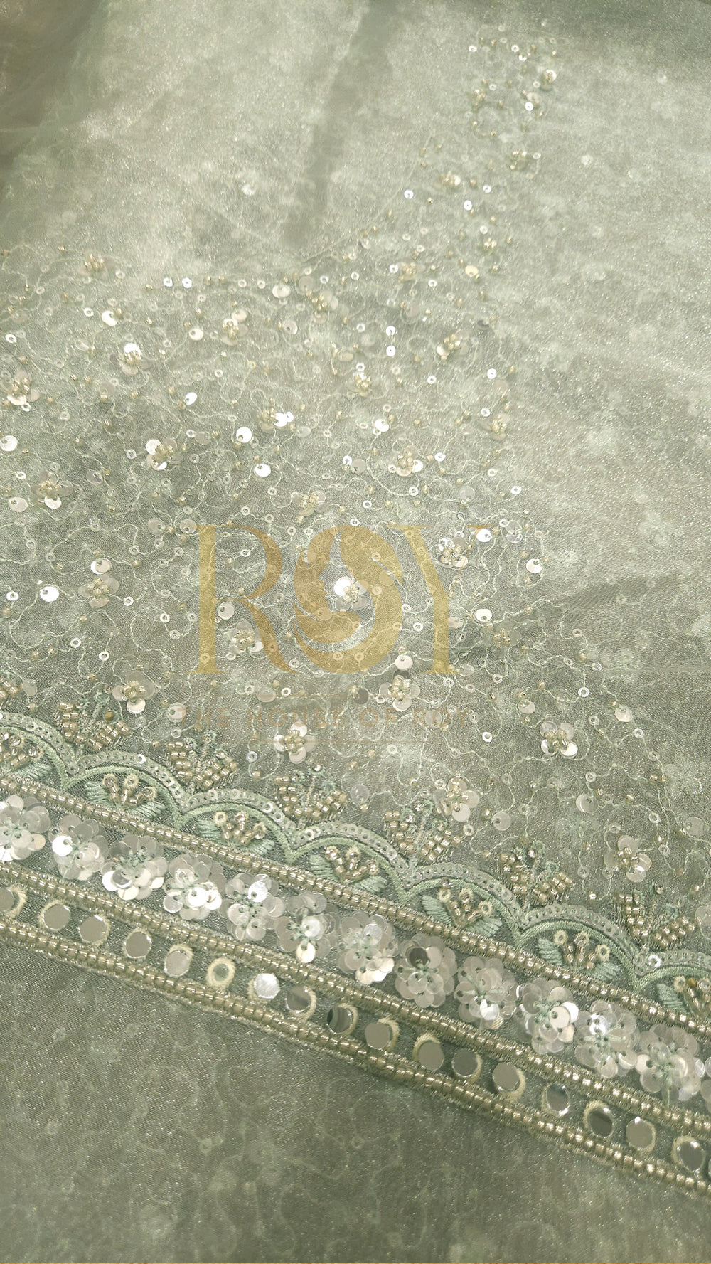 Sea Green Organza Party Wear Saree