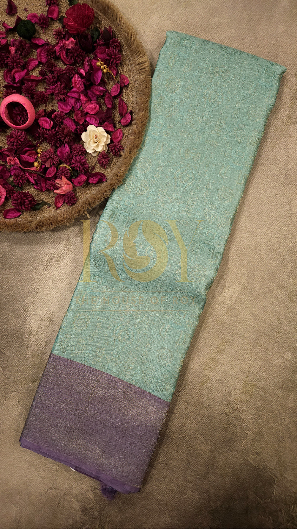Aquamarine Blue Kancheepuram Pure Soft Silk Saree