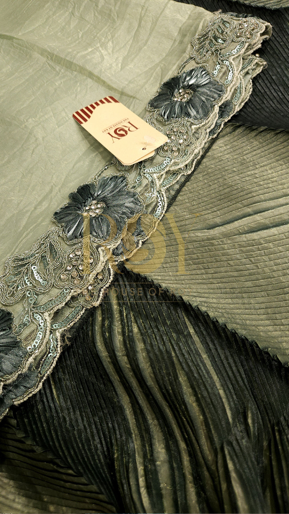 Pine Green Pre-Draped Designer Saree