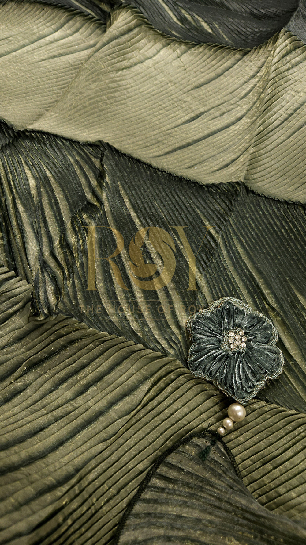 Pine Green Pre-Draped Designer Saree