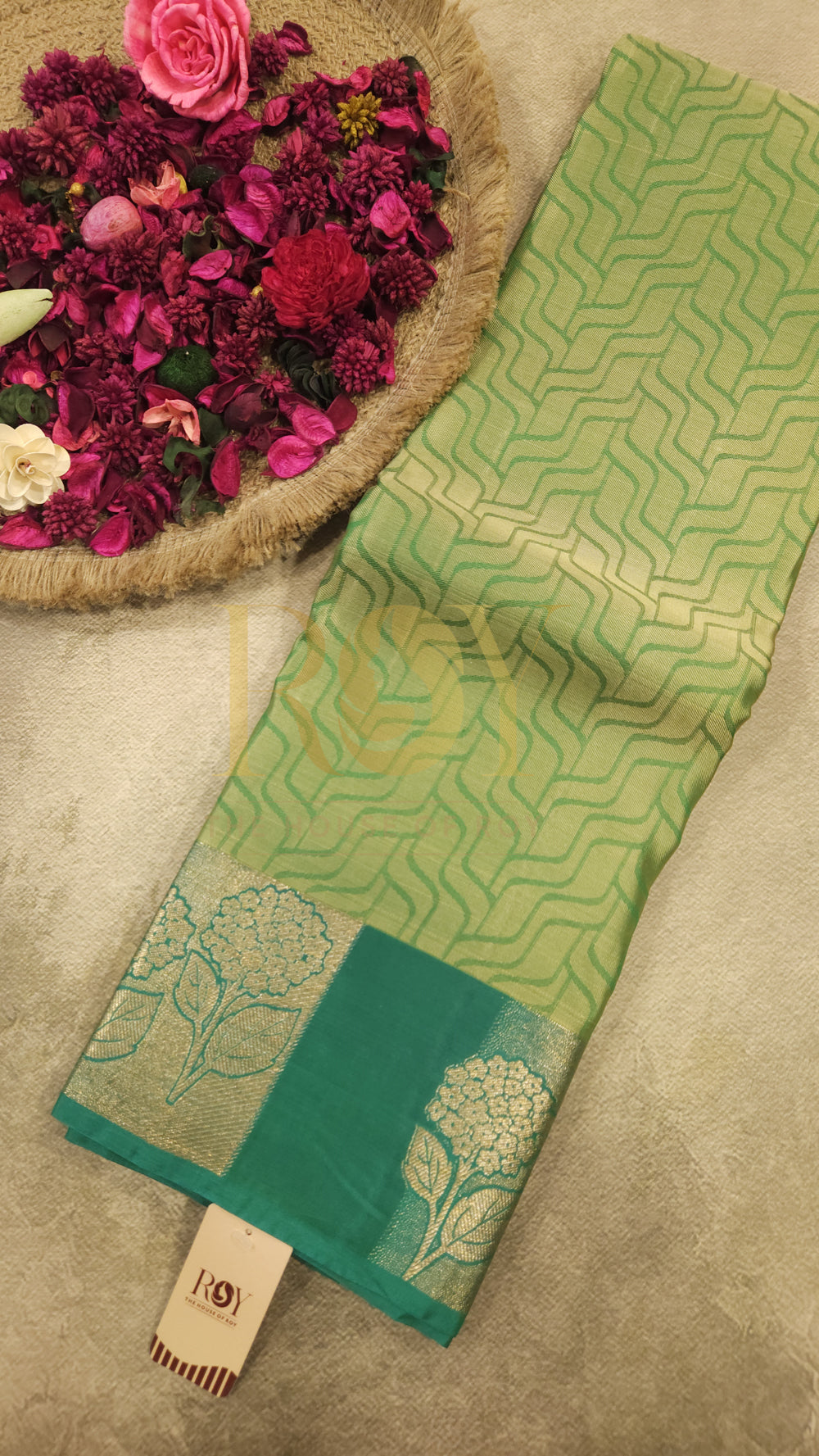 Green Silk Yarns Woven Saree