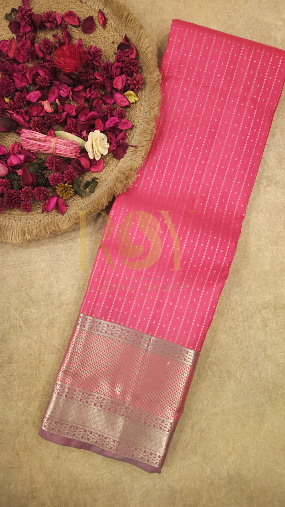 Hot Pink Pure Silk Saree