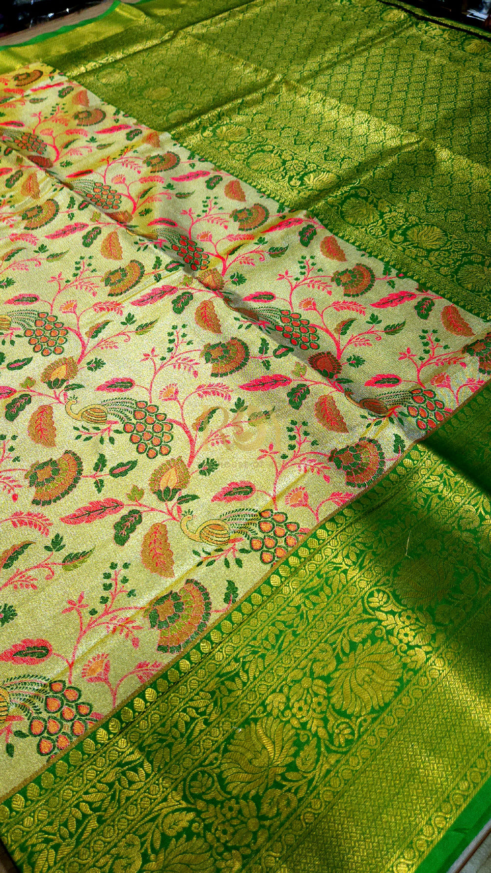 Peacock Jaal Silk Leaf green