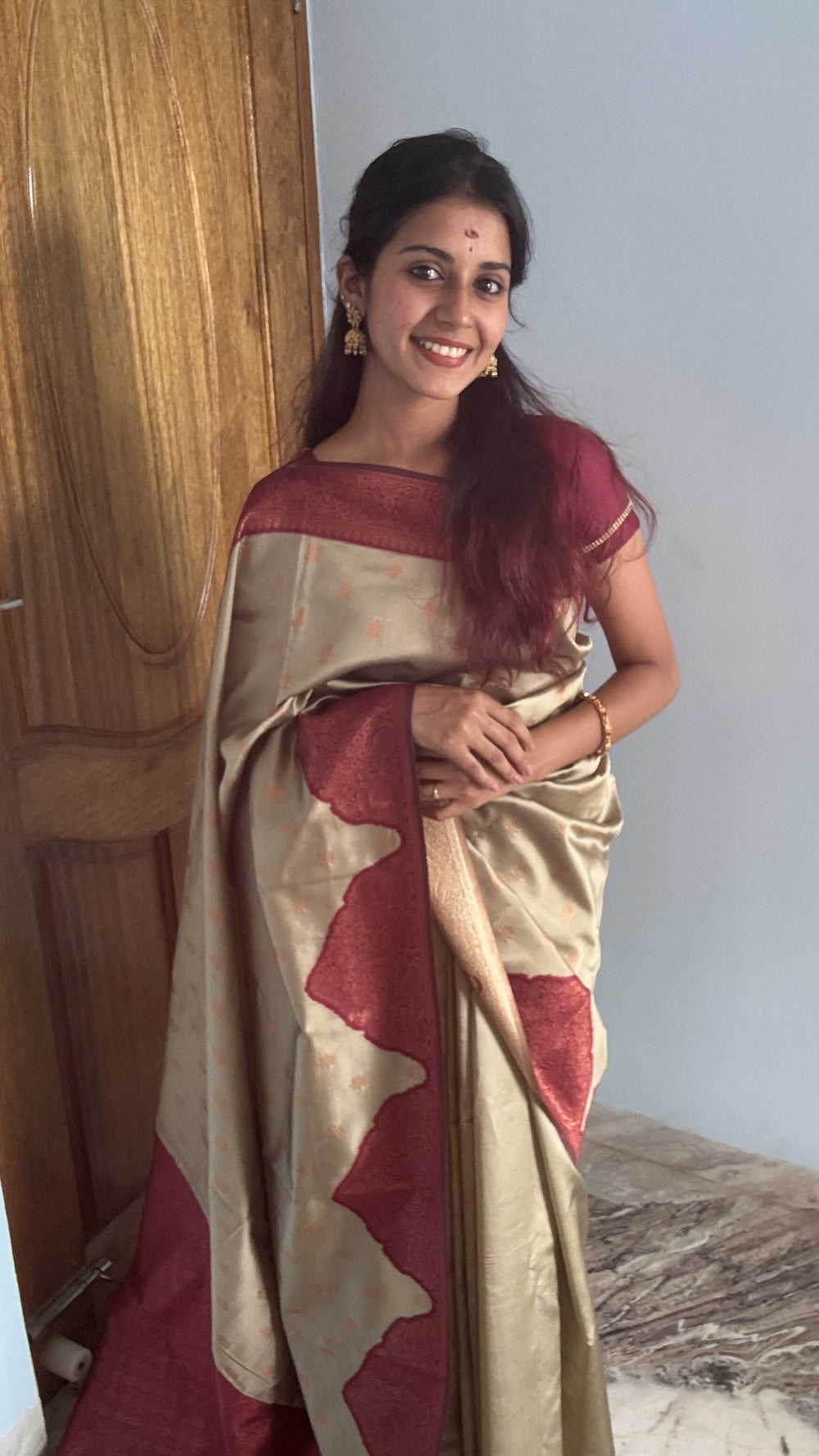 Katan Champagne silk saree