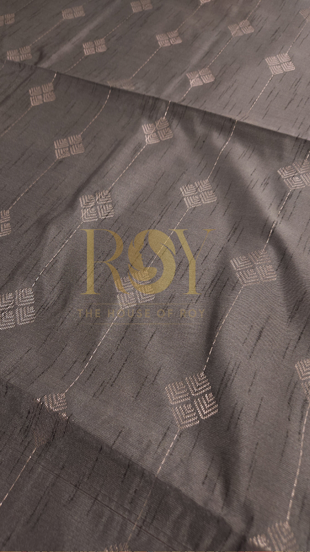 Silver Grey with Kum Kum Red Slub Silk Saree