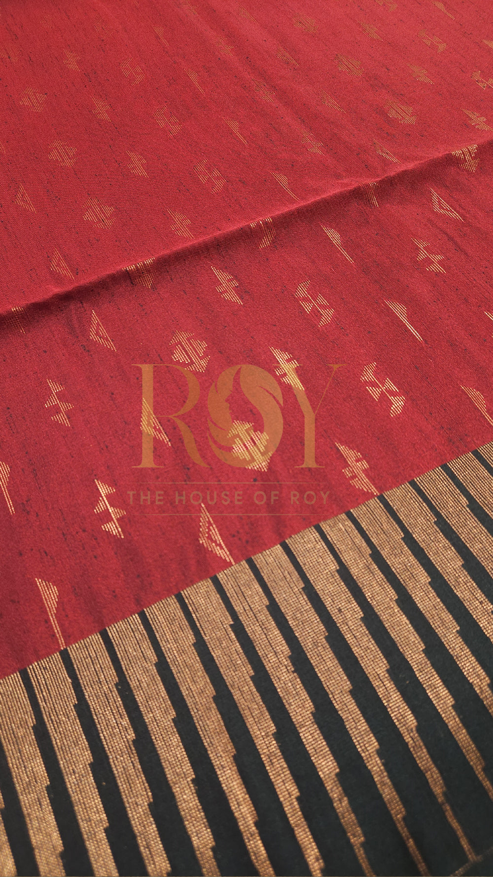 Kum Kum Red with Dark Green Copper Zari Slub Silk Saree