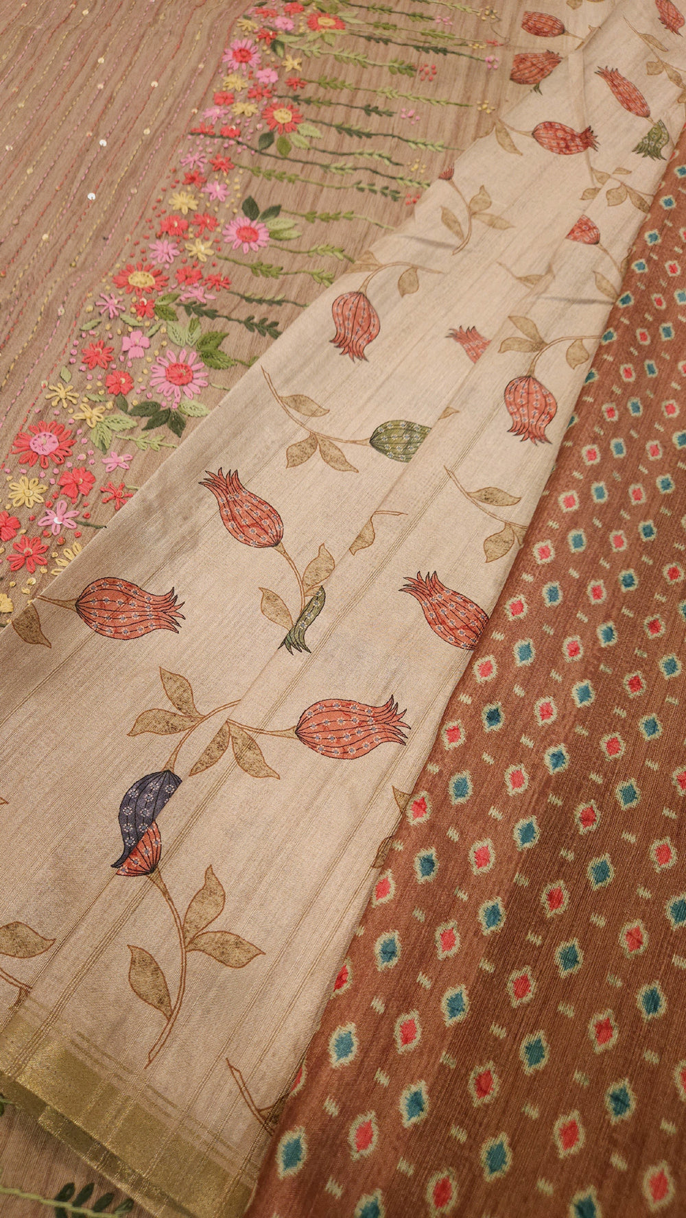 Bhagalpuri Silk Cotton Embroidery Saree
