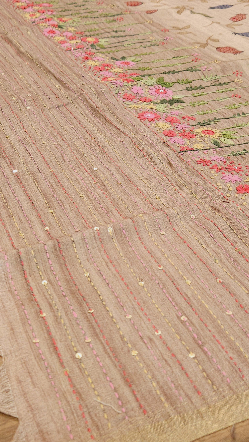 Bhagalpuri Silk Cotton Embroidery Saree