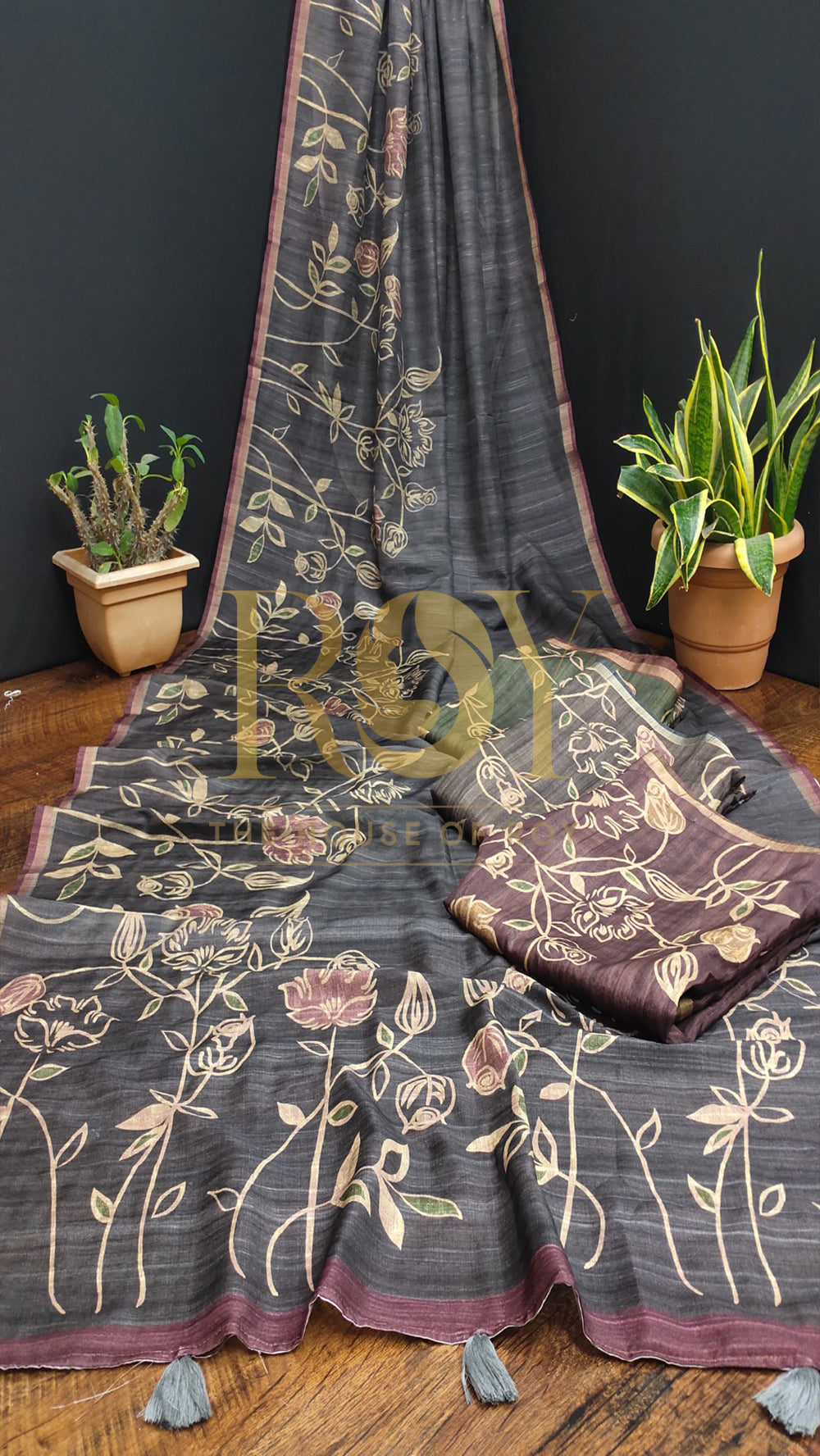 Printed Soft Mix Cotton Saree in Dark Green