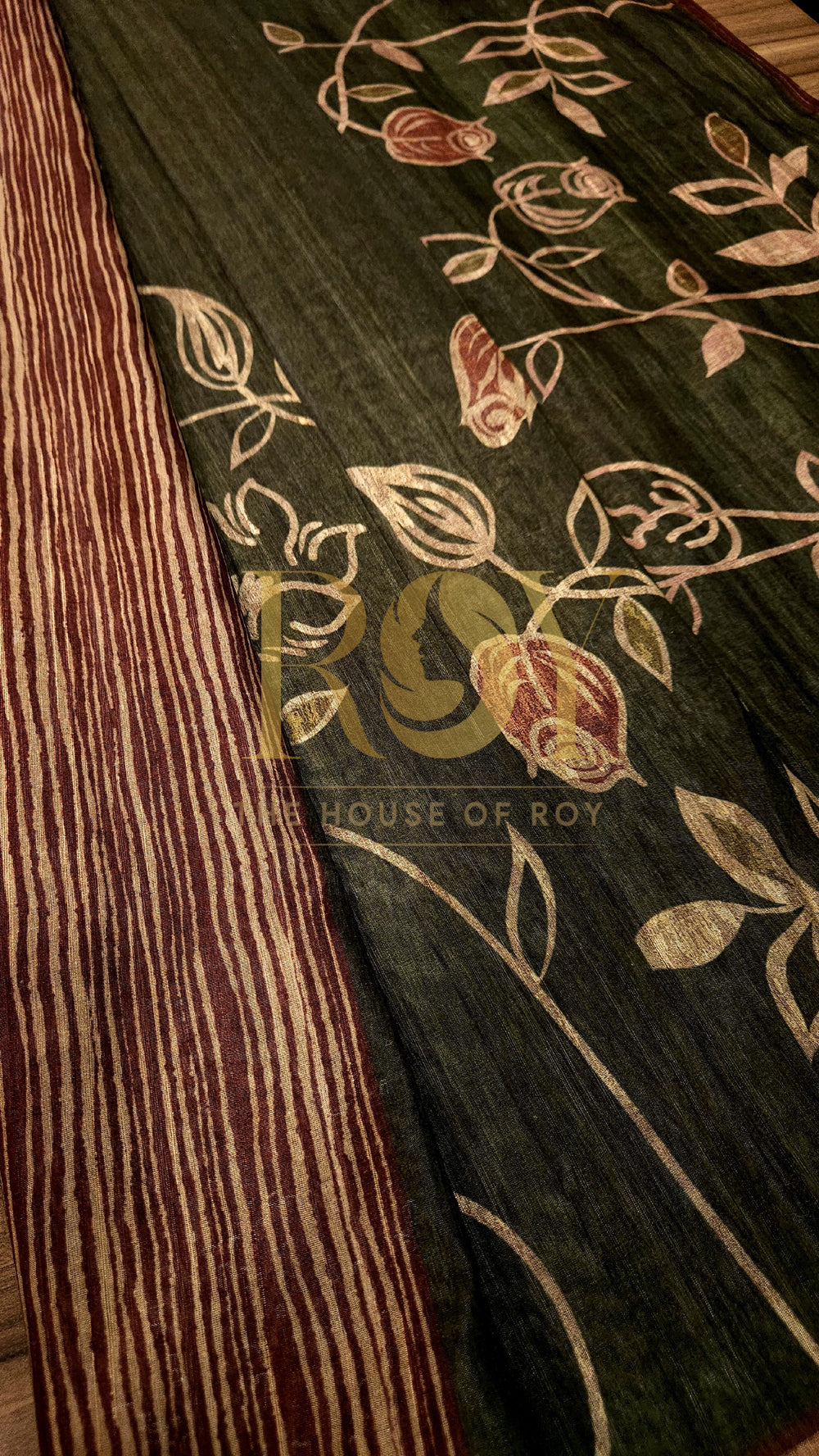 Printed Soft Mix Cotton Saree in Dark Green