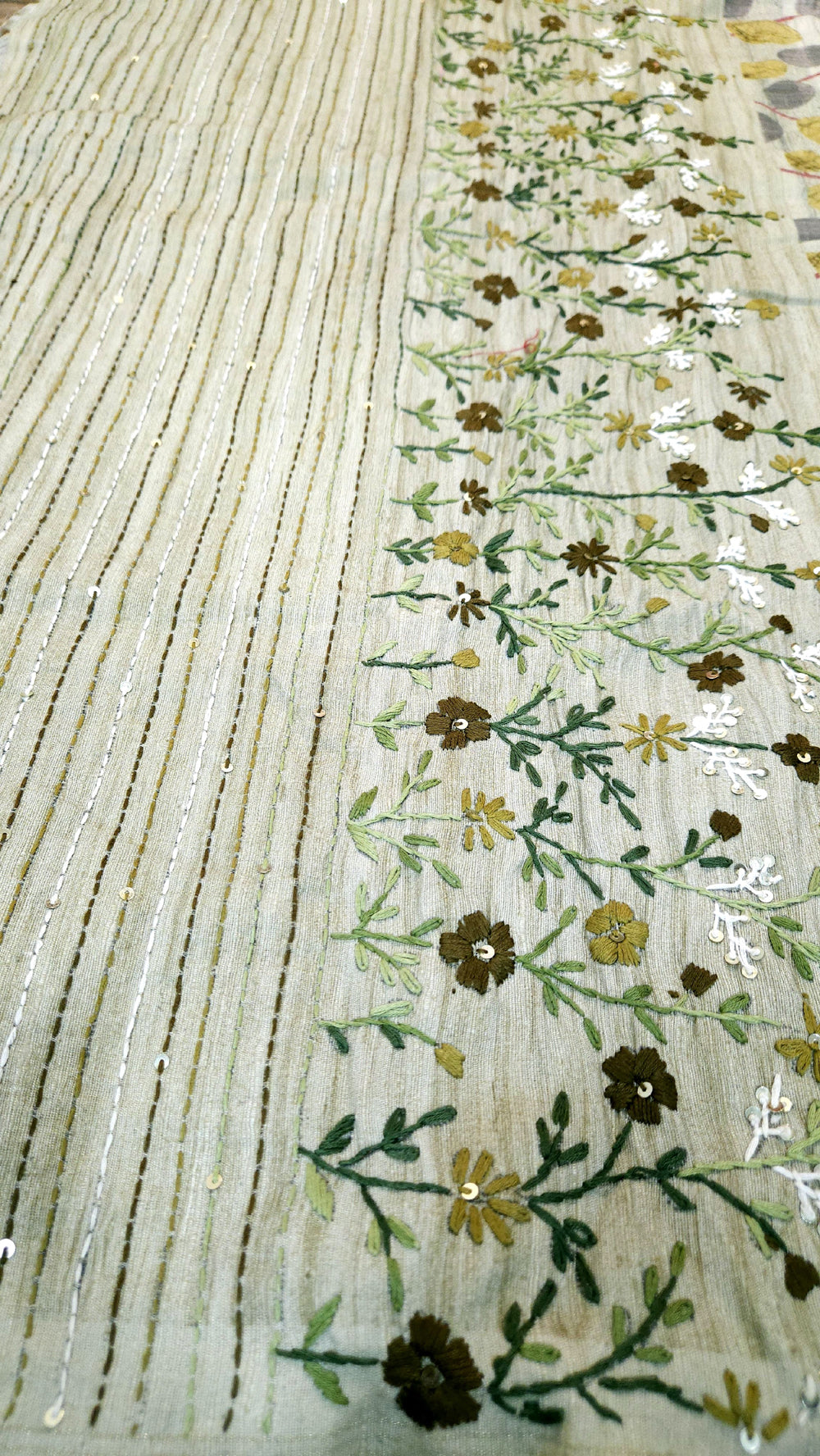 Green Bhagalpuri Silk Cotton Embroidery Saree