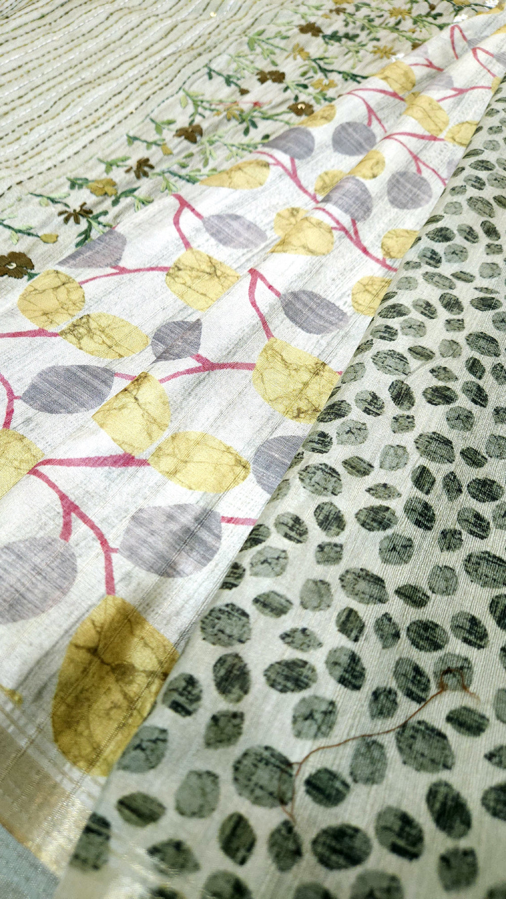 Green Bhagalpuri Silk Cotton Embroidery Saree