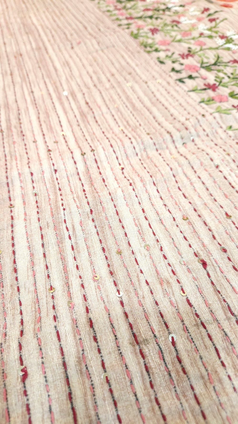 Pale Rust Bhagalpuri Silk Cotton Embroidery Saree