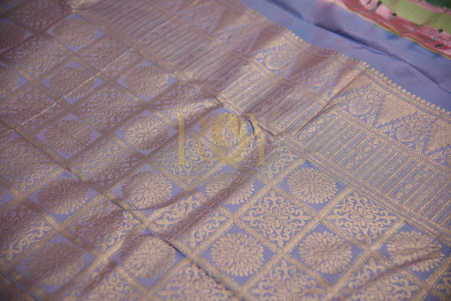 Light Green Pure Silk Saree with Copper Jari Butta