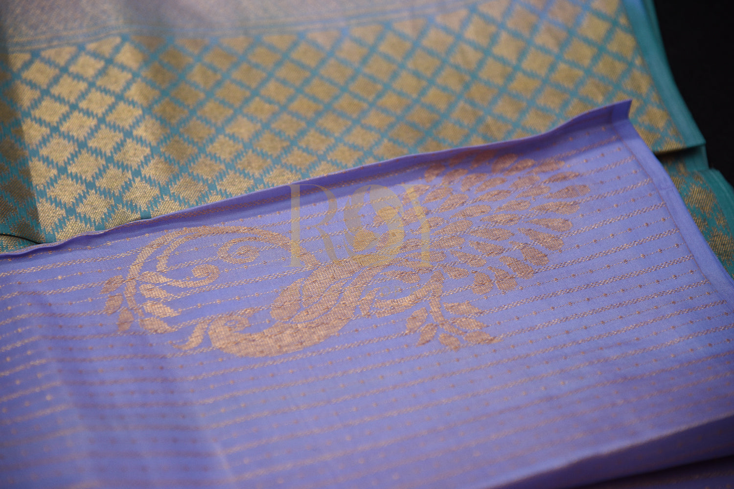 Lilac Silk Saree with Gold Jari