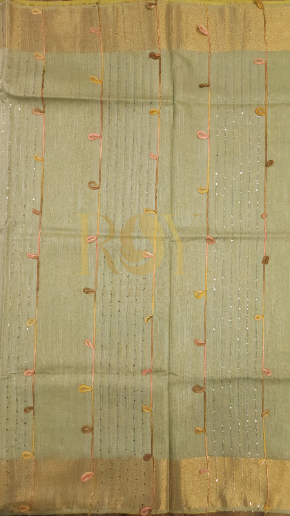 Lime Green Mix Tussar Saree