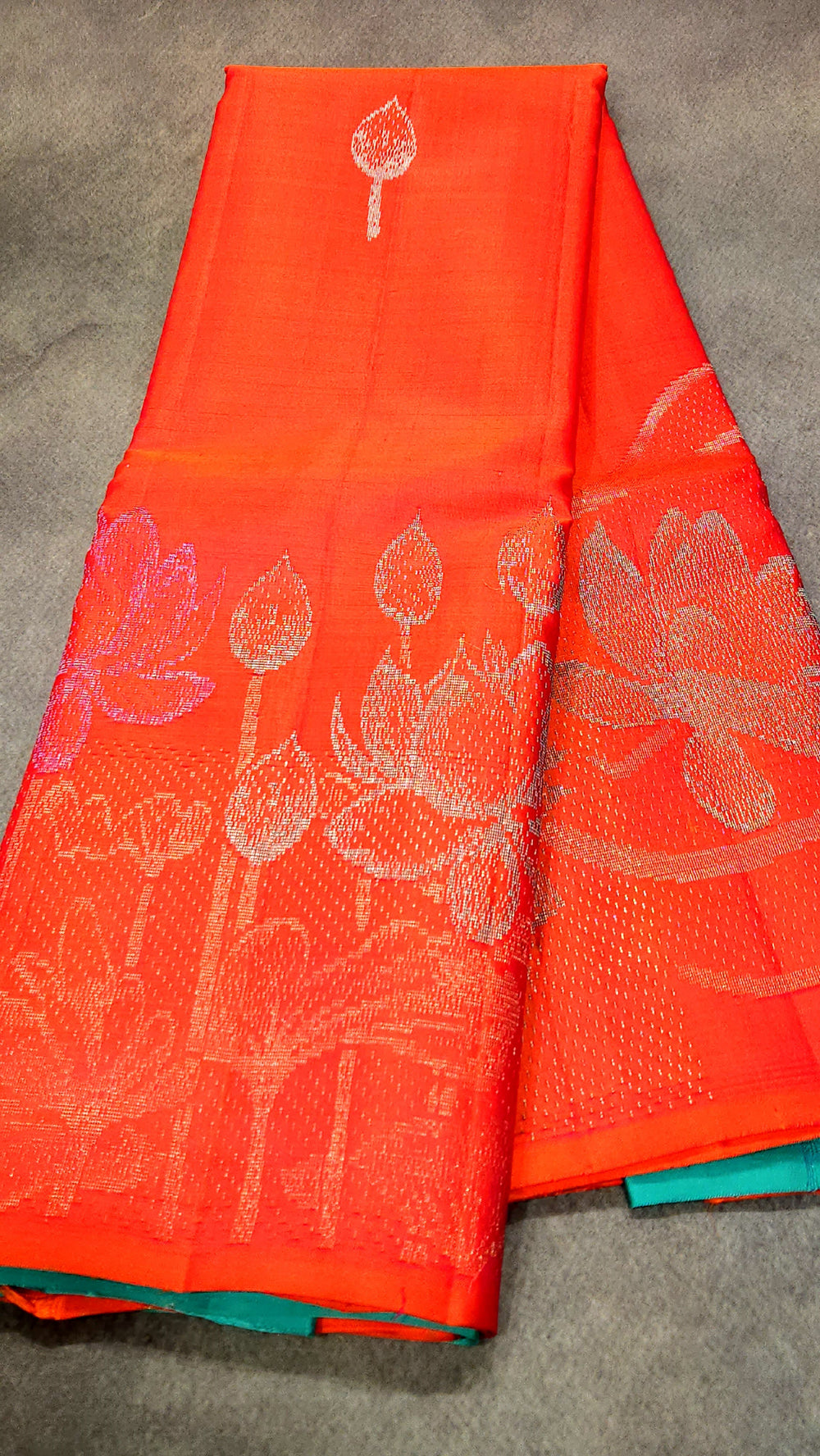 Pure Kancheepuram Silk Saree - Fanta Orange