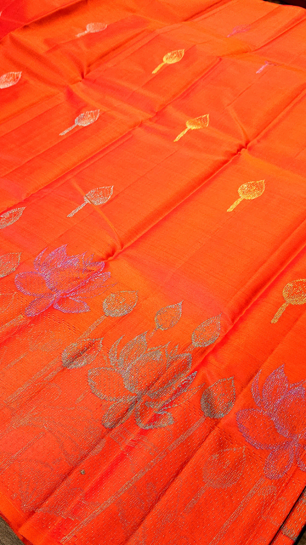 Pure Kancheepuram Silk Saree - Fanta Orange