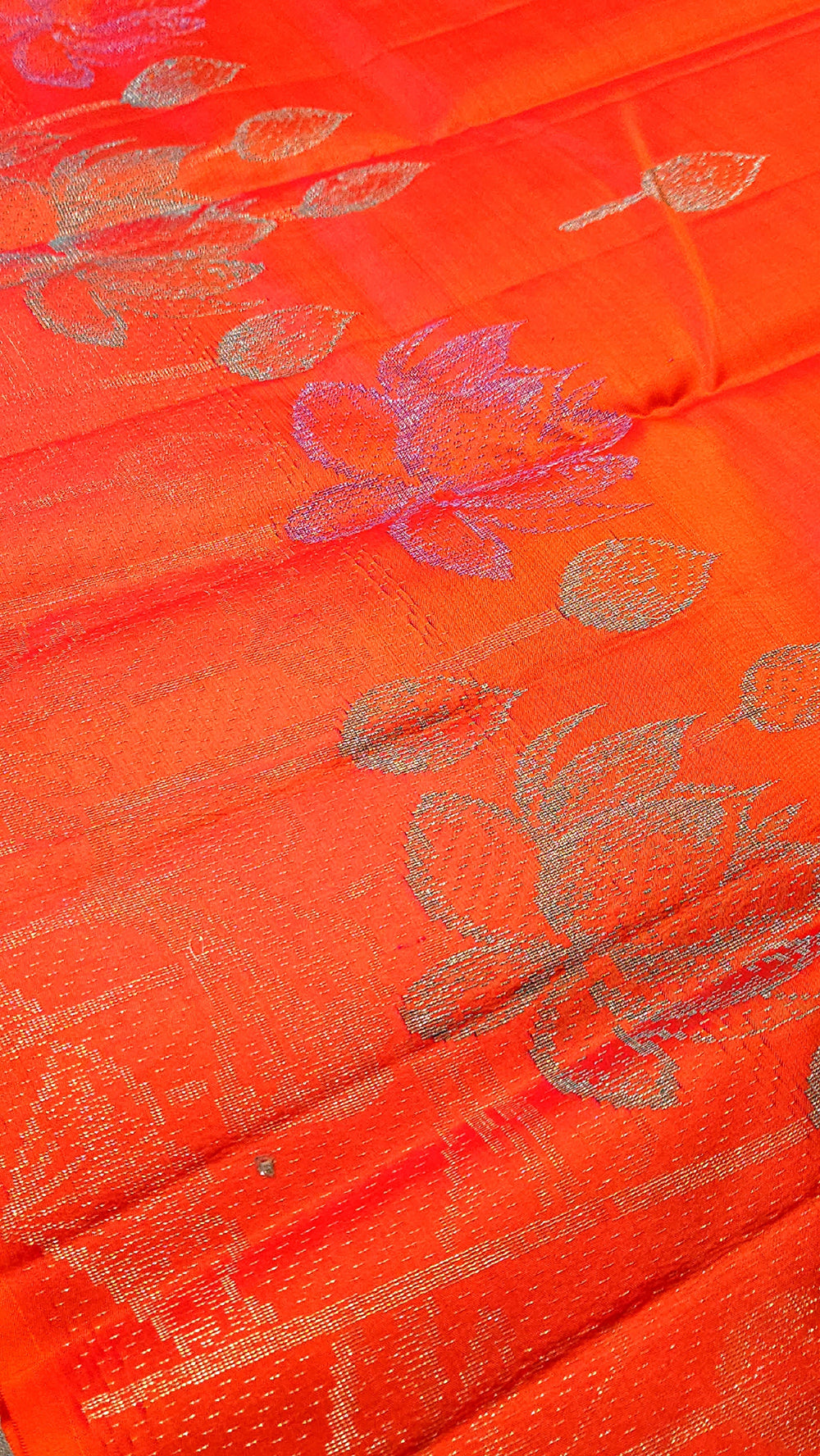 Pure Kancheepuram Silk Saree - Fanta Orange