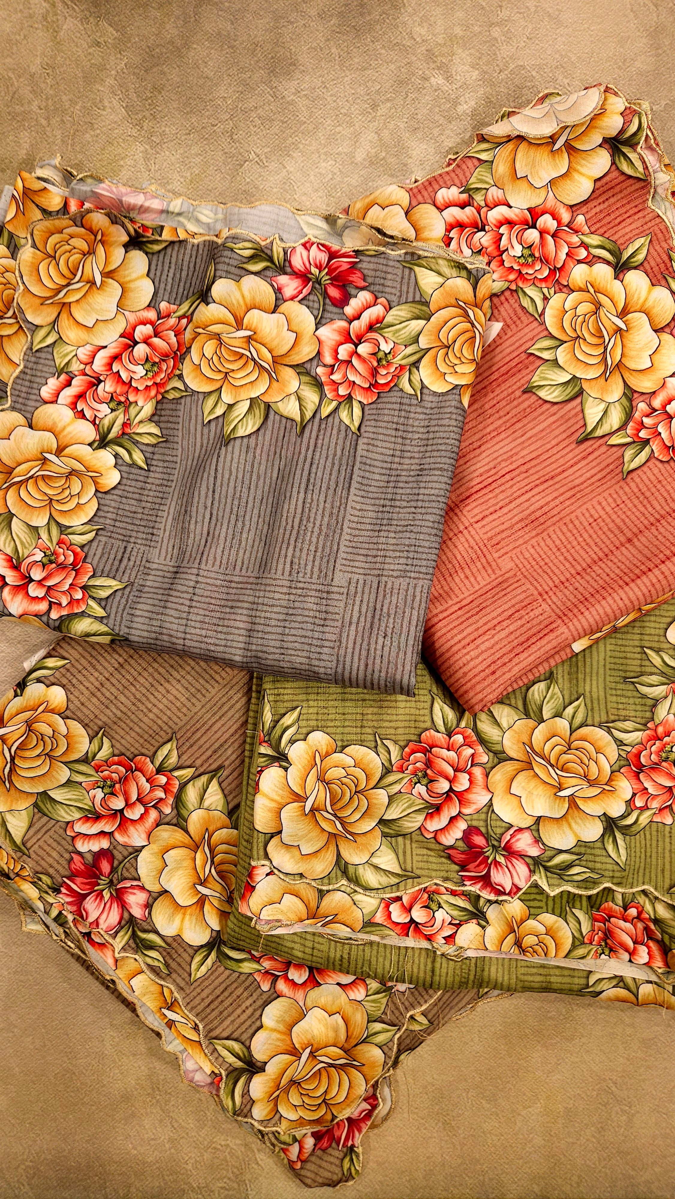 Floral Border Mushroom Silk Saree
