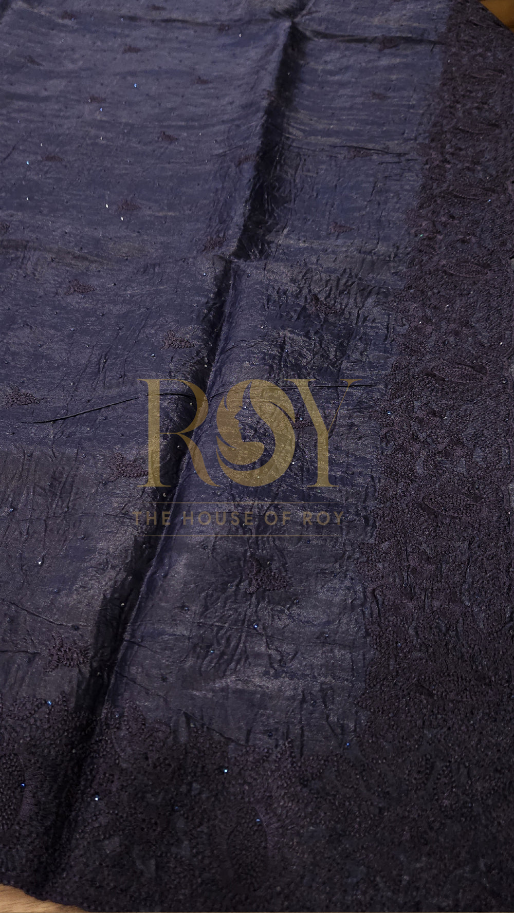 Midnight Blue Crushed Shimmer Saree
