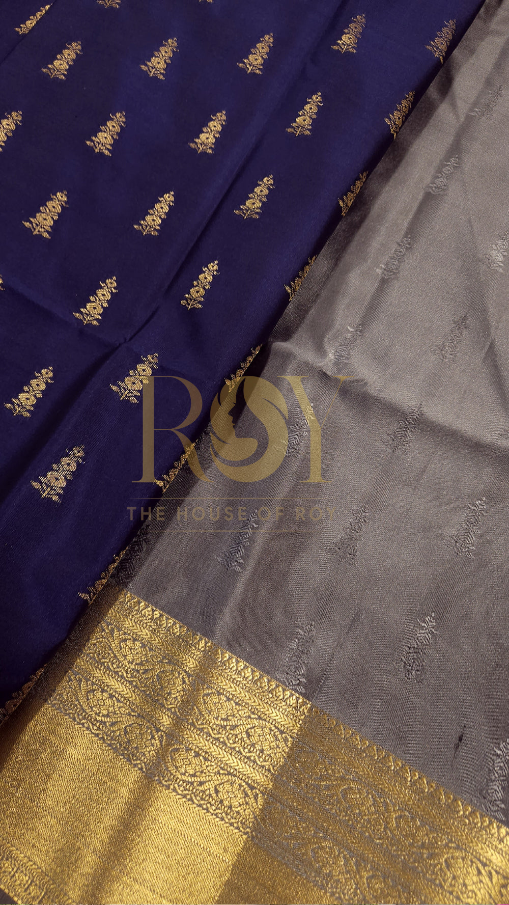 Midnight Blue 1000 Butta Soft Silk Saree