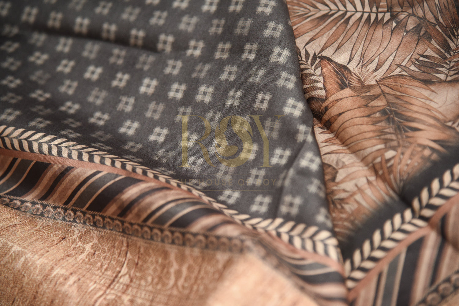 multicolor printed crepe saree