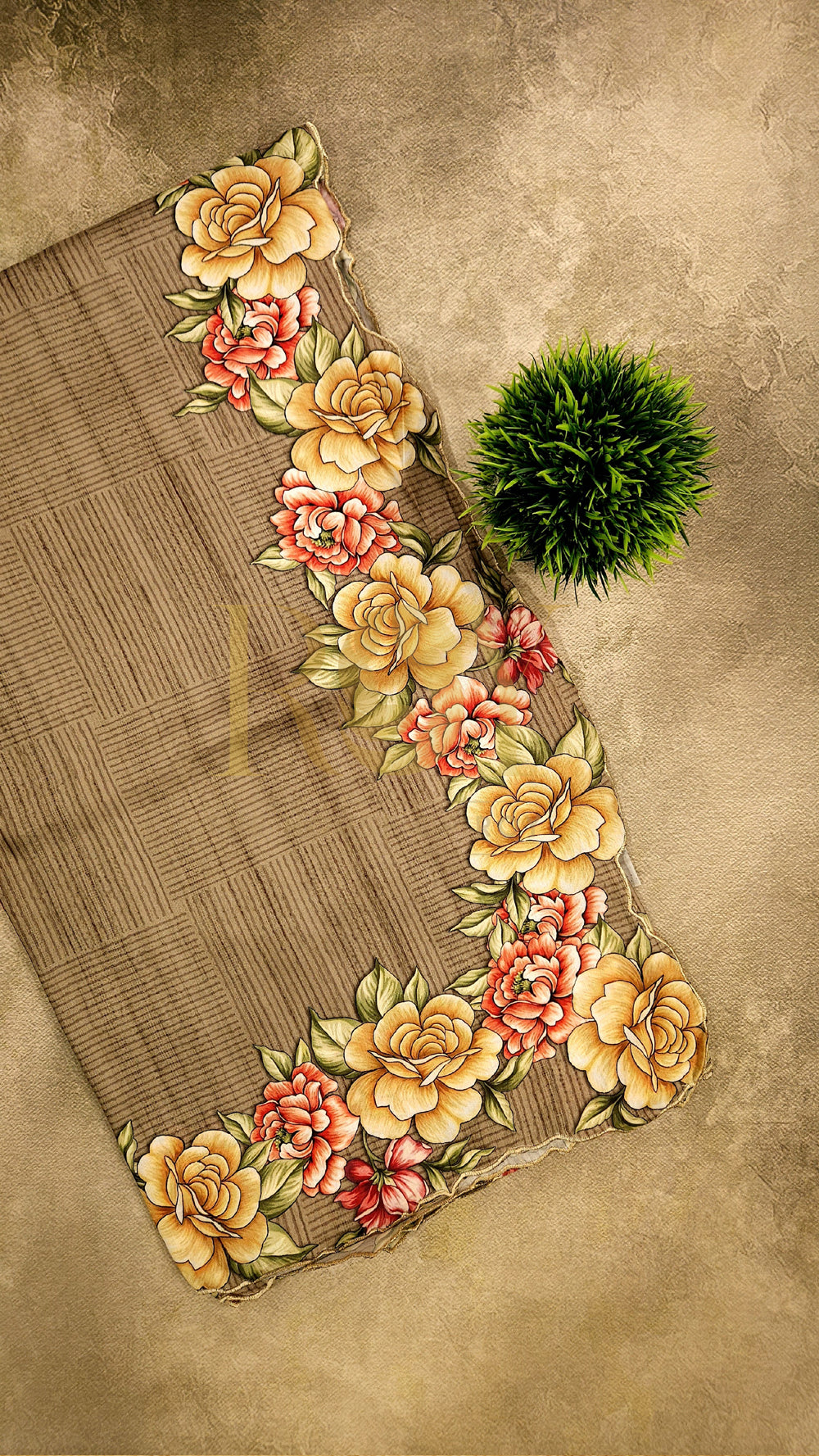 Floral Border Mushroom Silk Saree