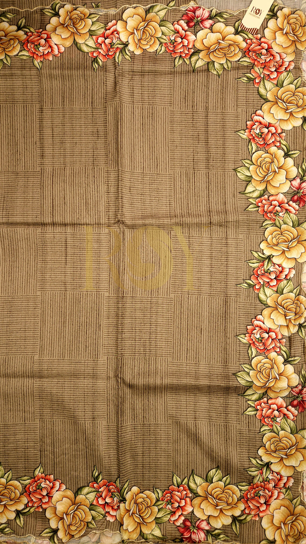 Floral Border Mushroom Silk Saree