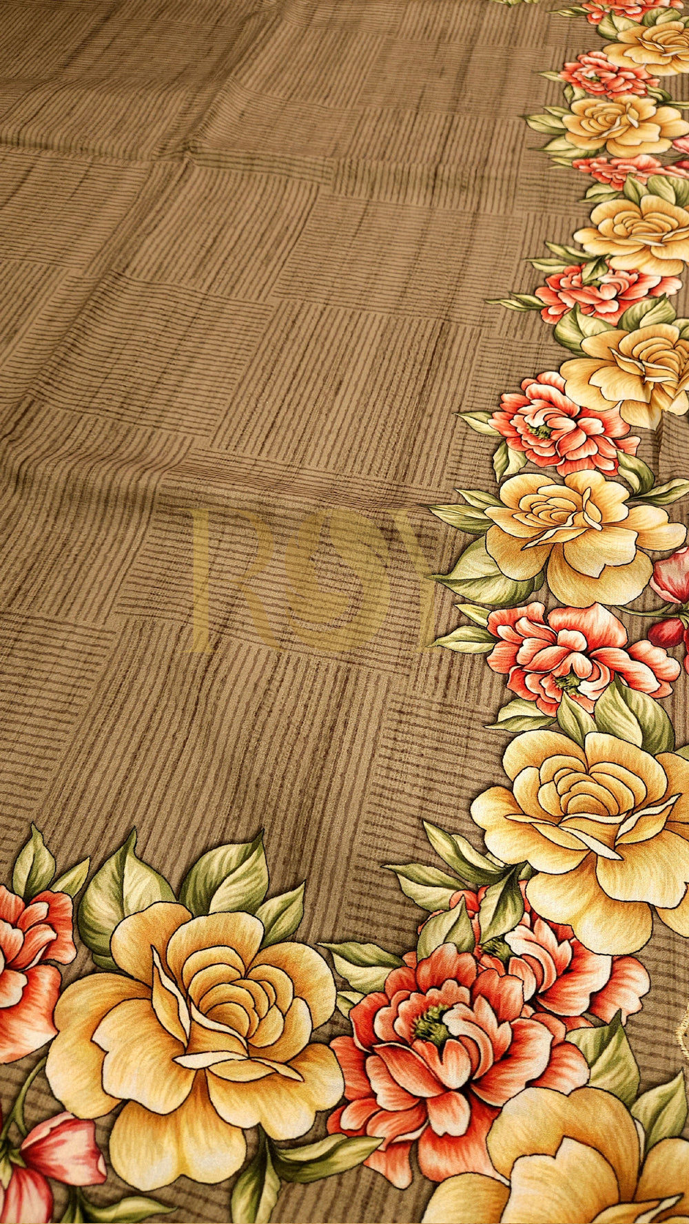 Floral Border Mushroom Silk Saree