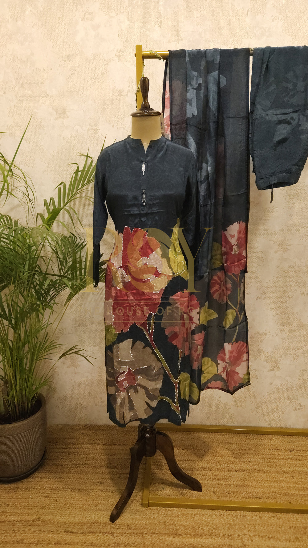 Navy Blue Digital Print Chudi Set