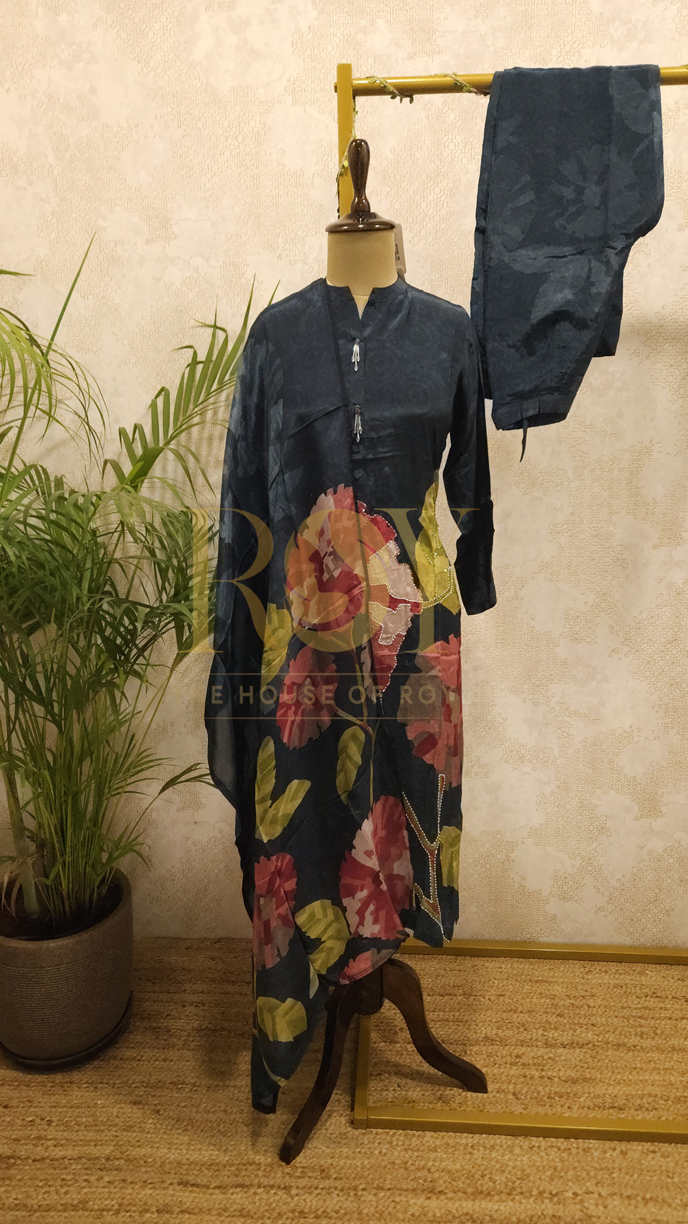 Navy Blue Digital Print Chudi Set
