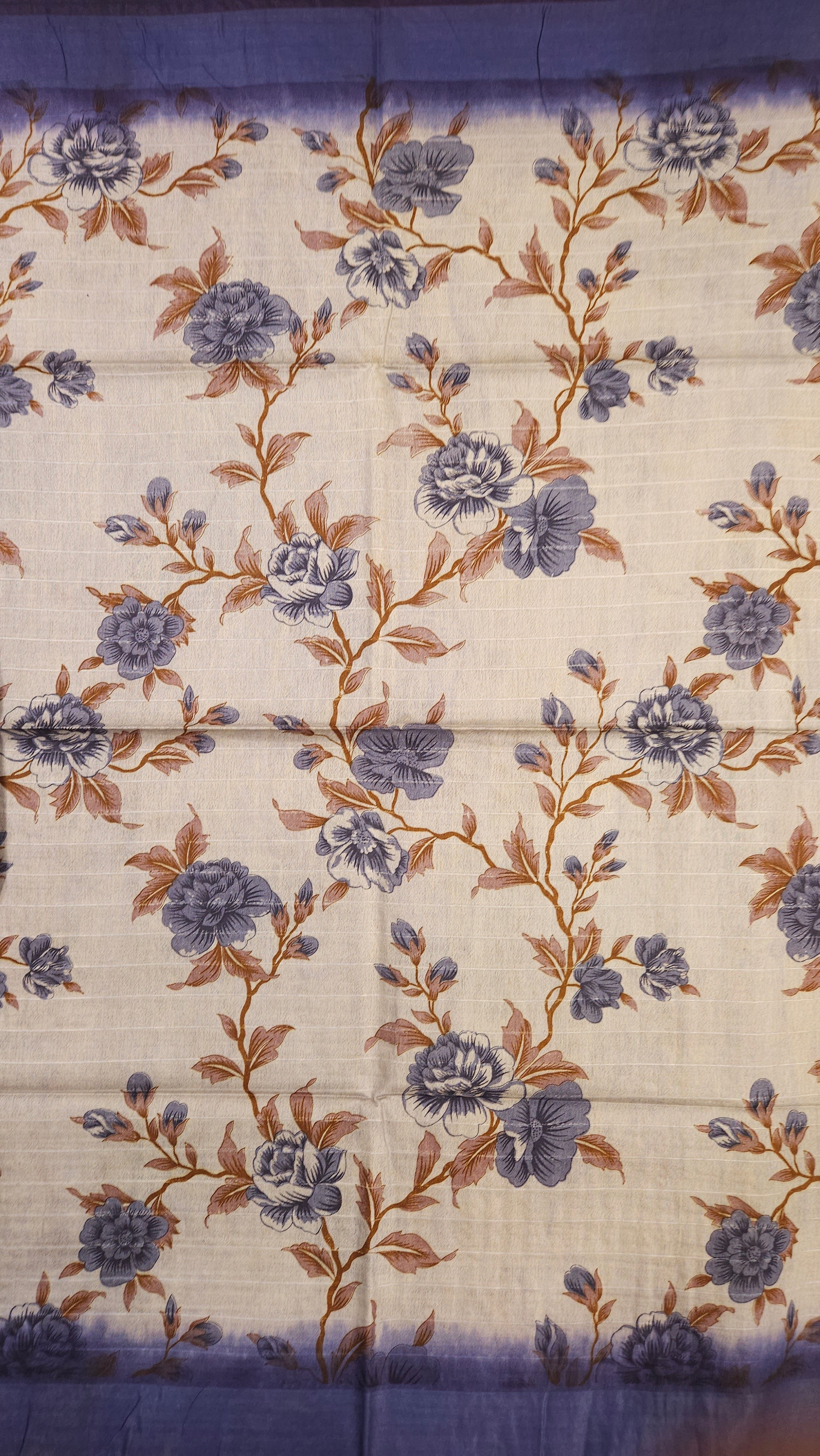 Navy Blue Floral Print Saree