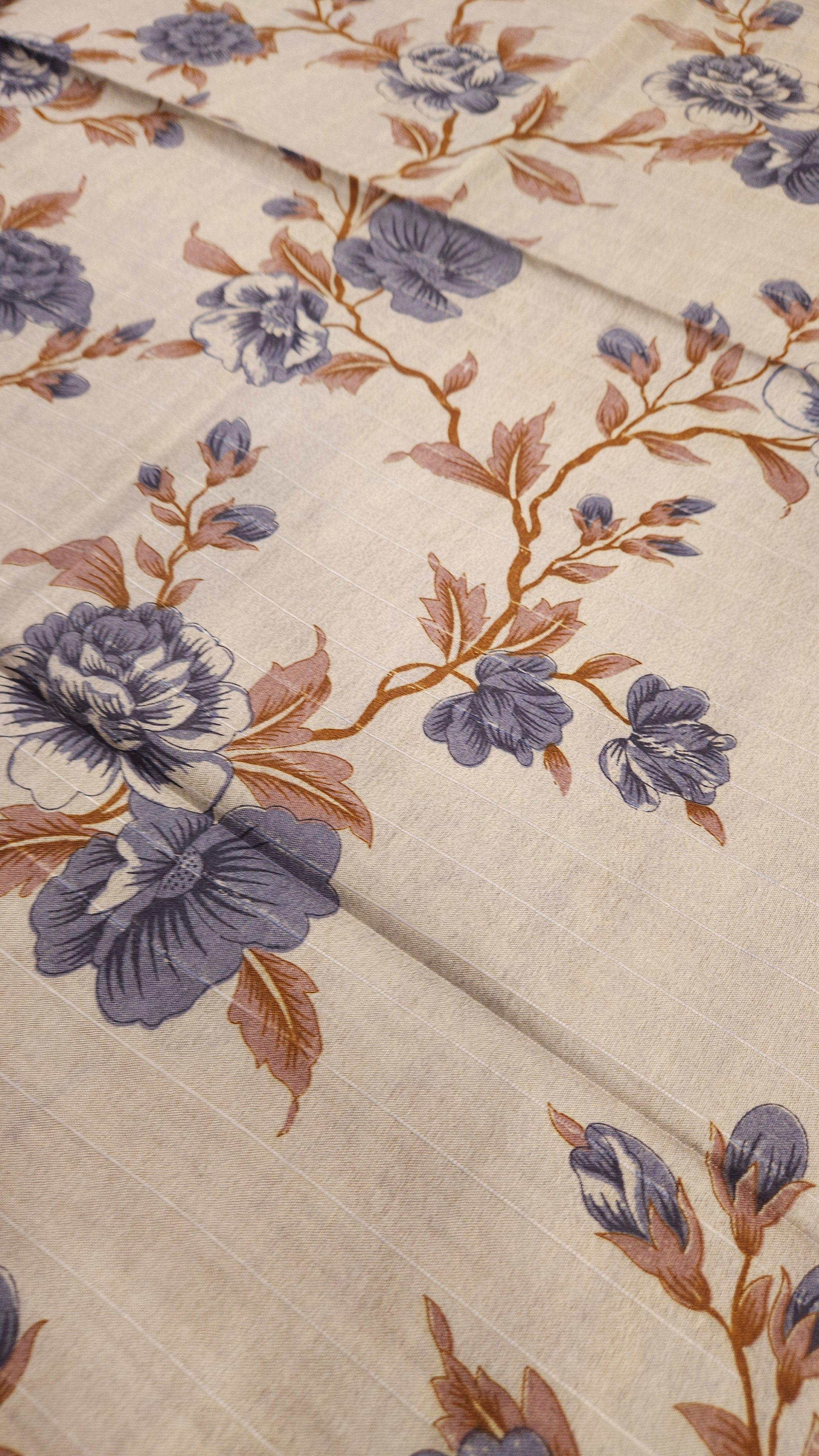 Navy Blue Floral Print Saree