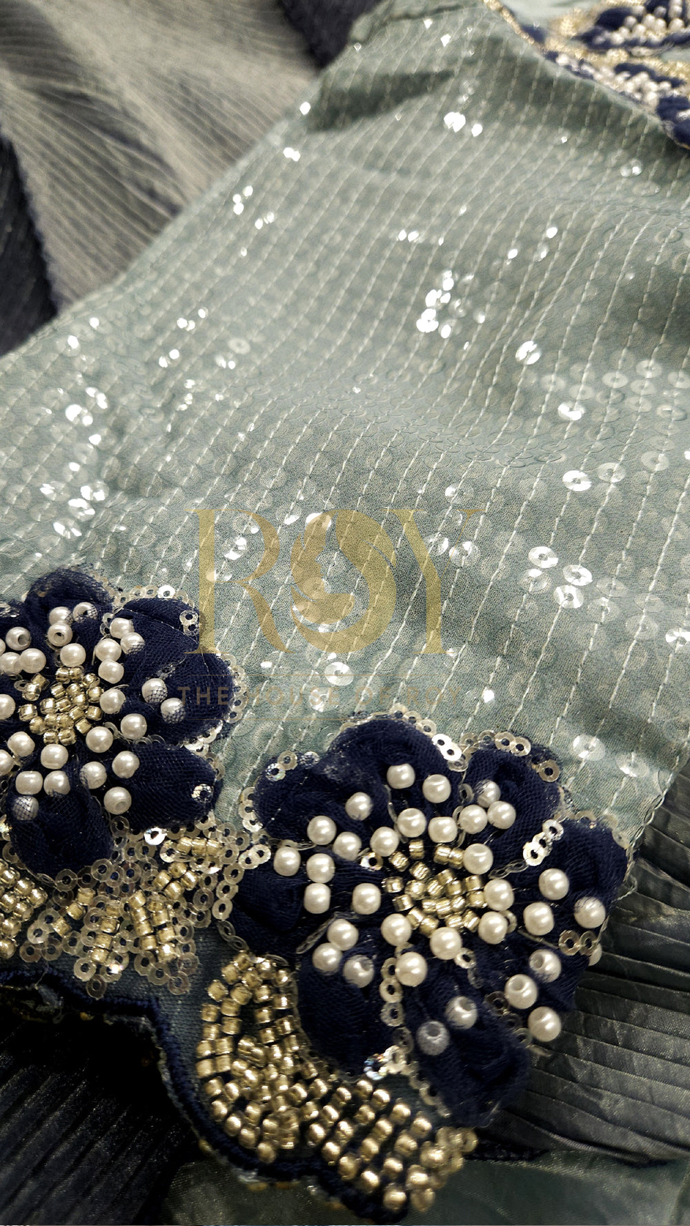 Sapphire Blue Pre-Draped Designer Saree