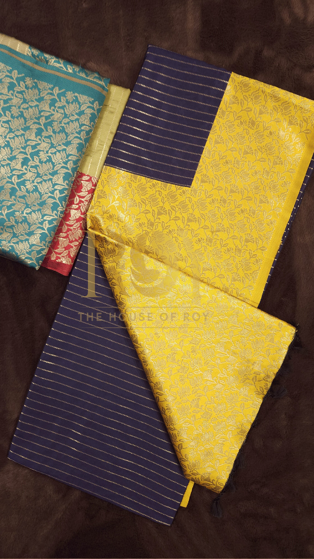 Navy blue with yellow blue mix soft Silk Saree