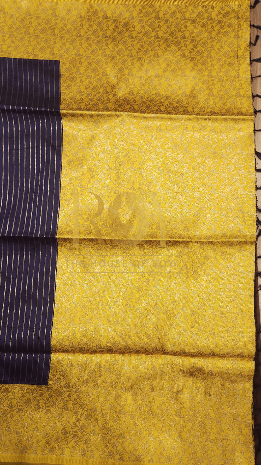 Navy blue with yellow blue mix soft Silk Saree