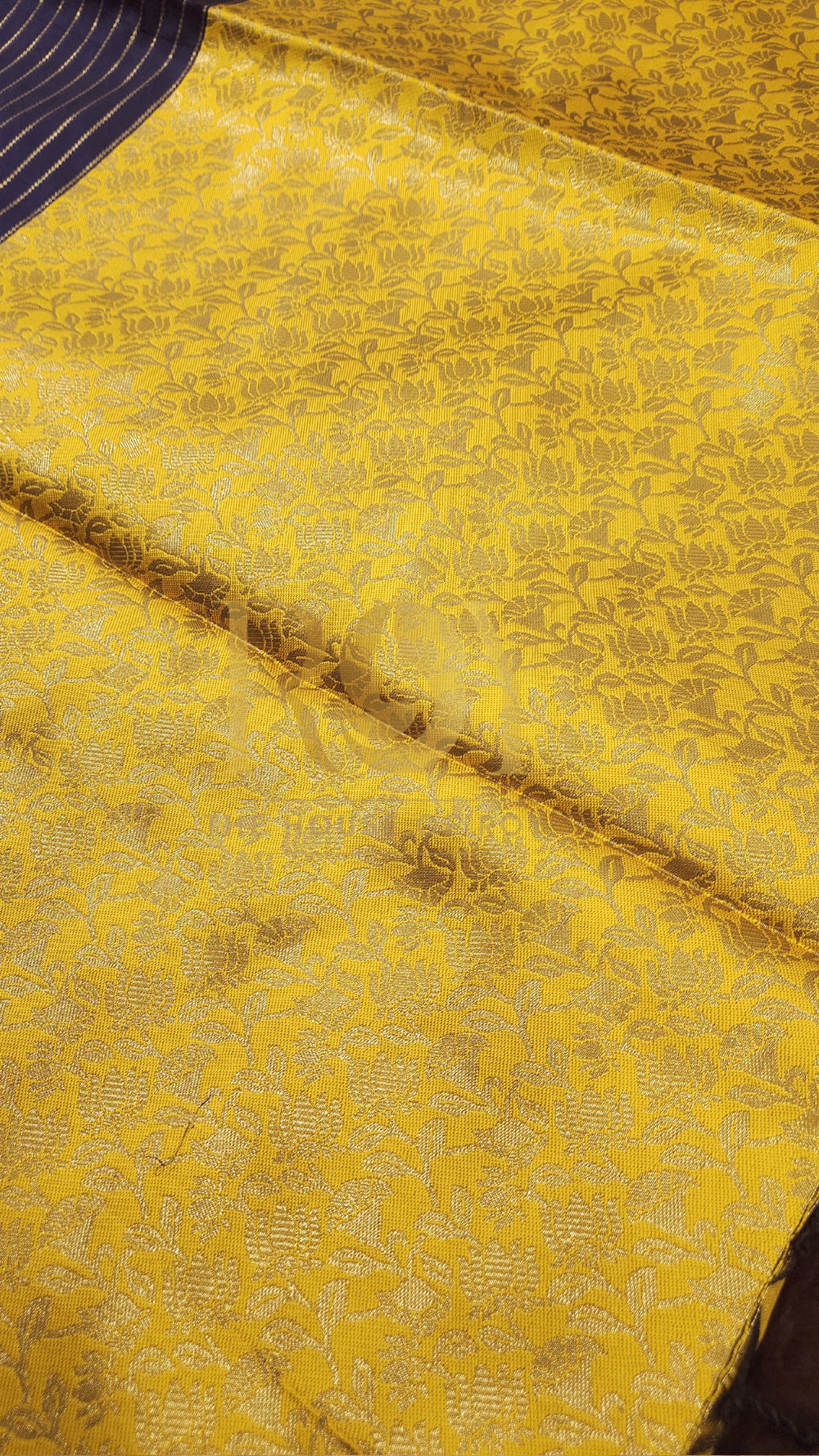 Navy Blue & Yellow Mix Soft Silk Saree