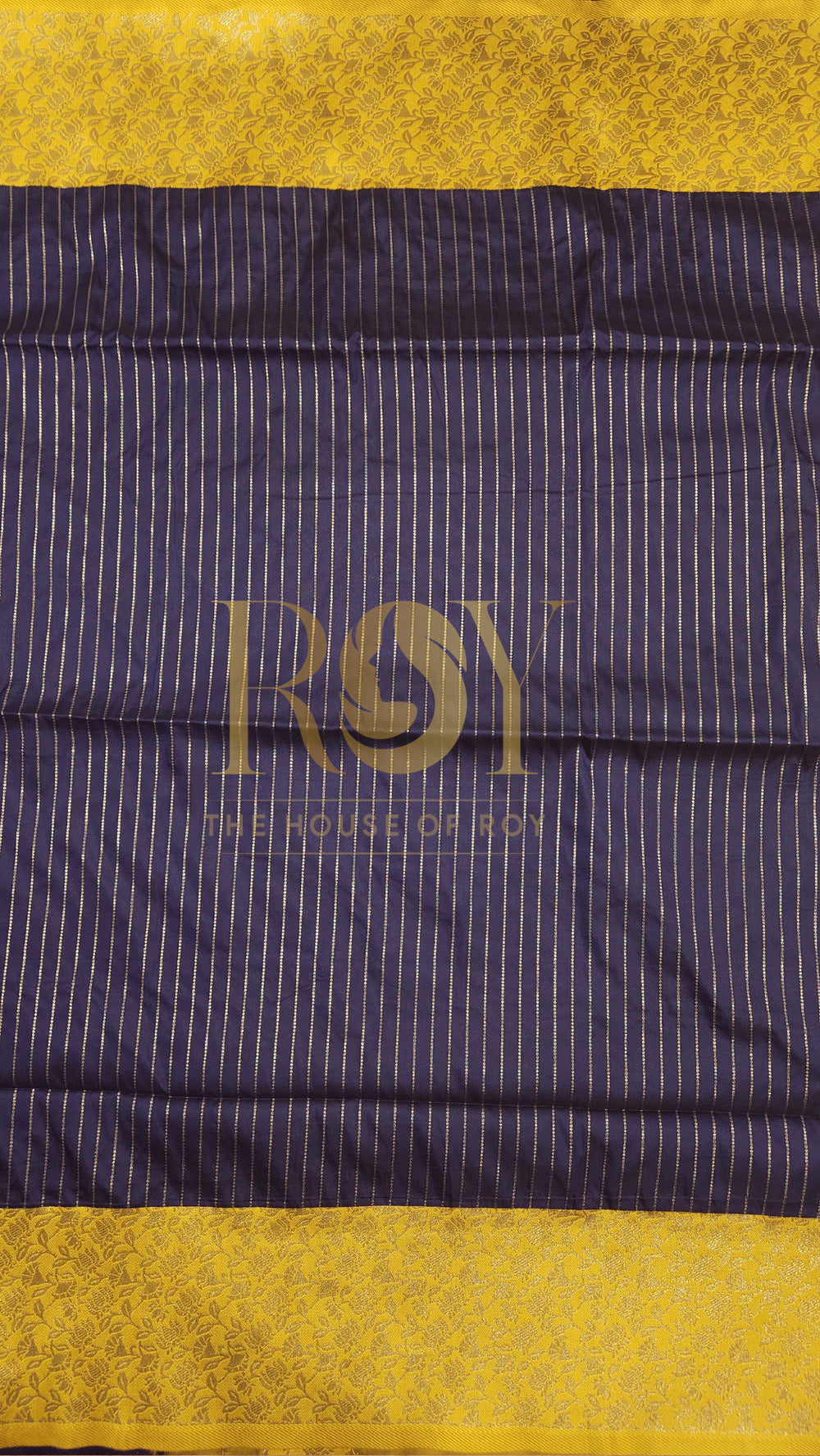 Navy Blue & Yellow Mix Soft Silk Saree