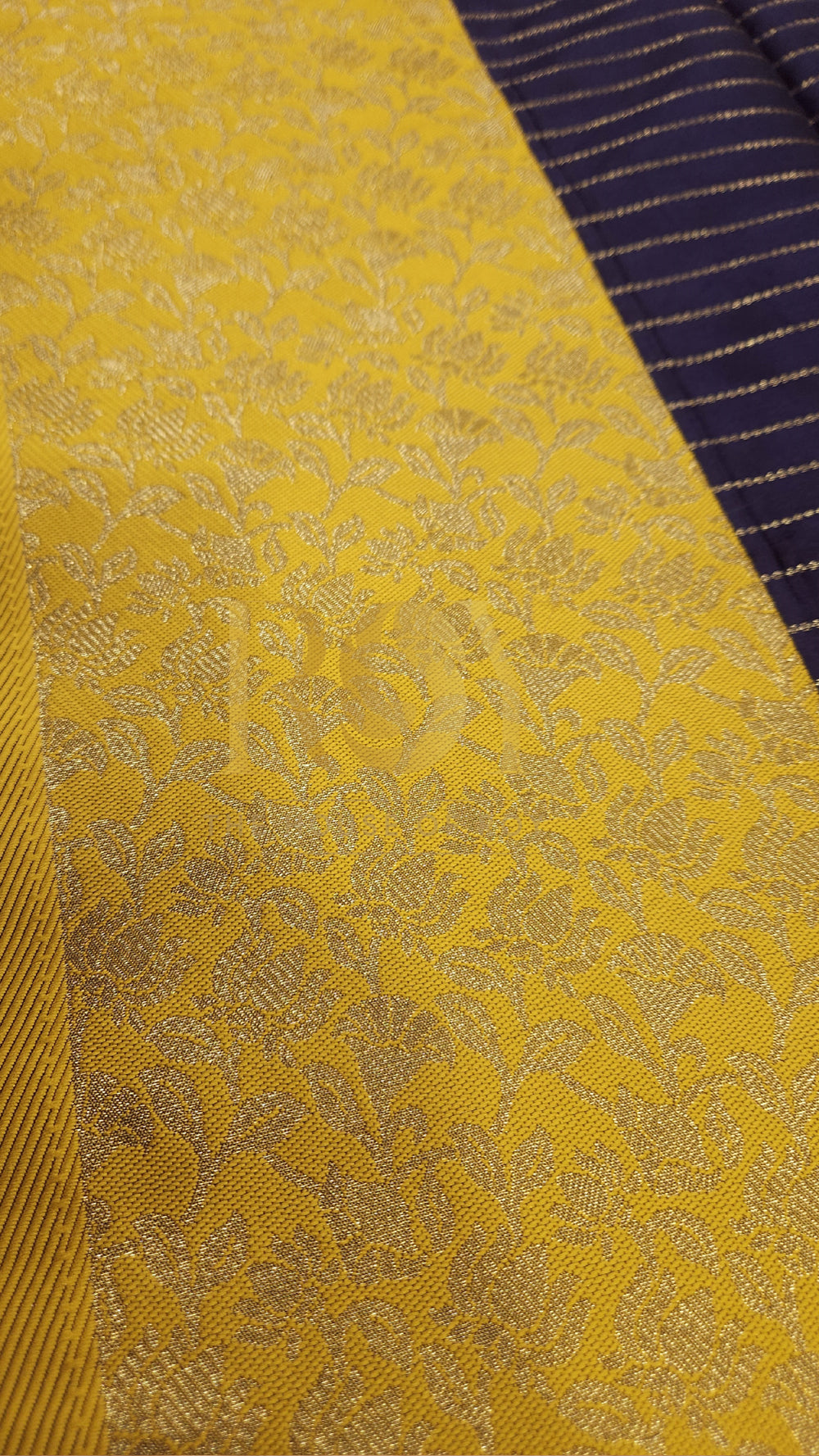 Navy Blue & Yellow Mix Soft Silk Saree