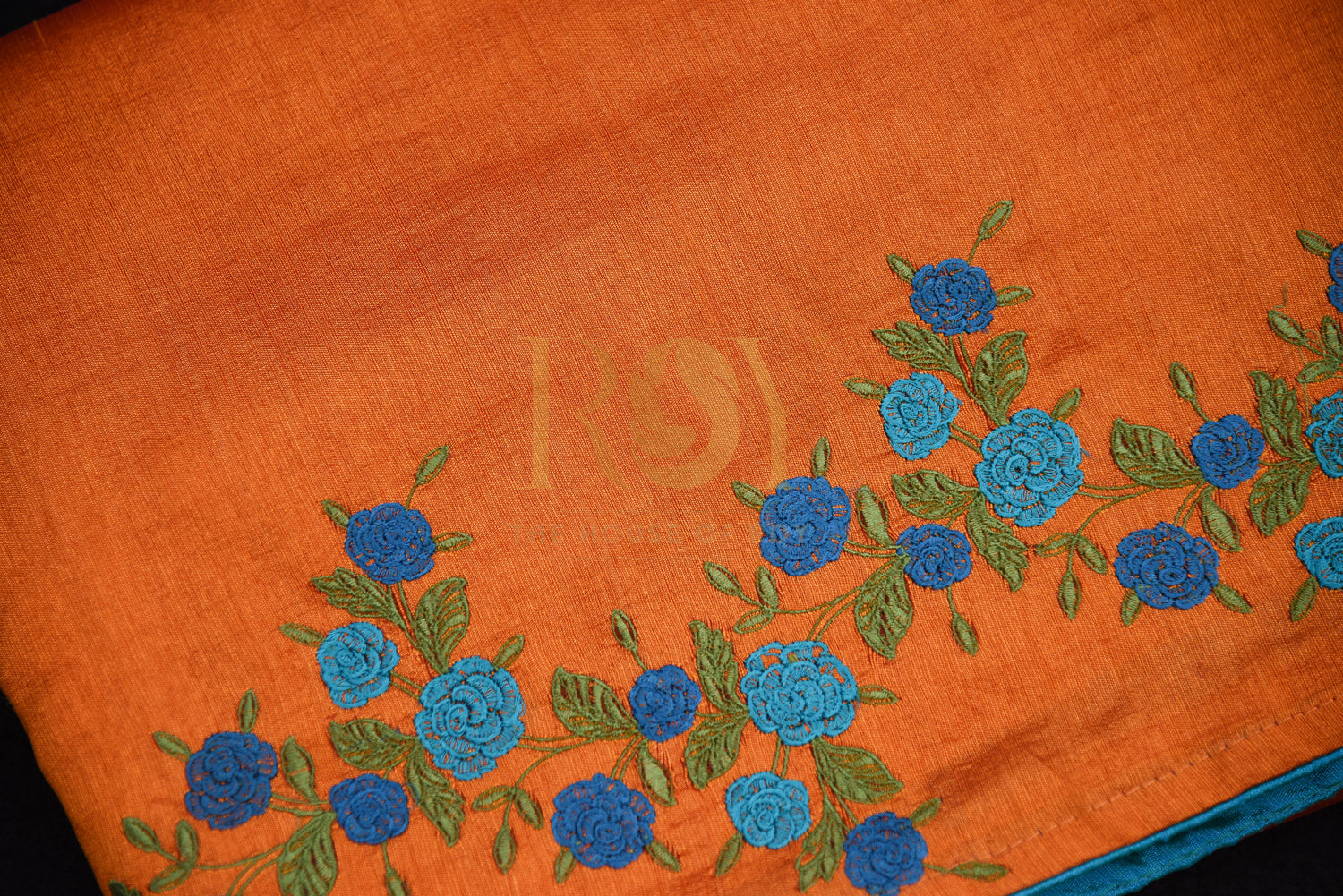 Orange Silk Embroidery Saree